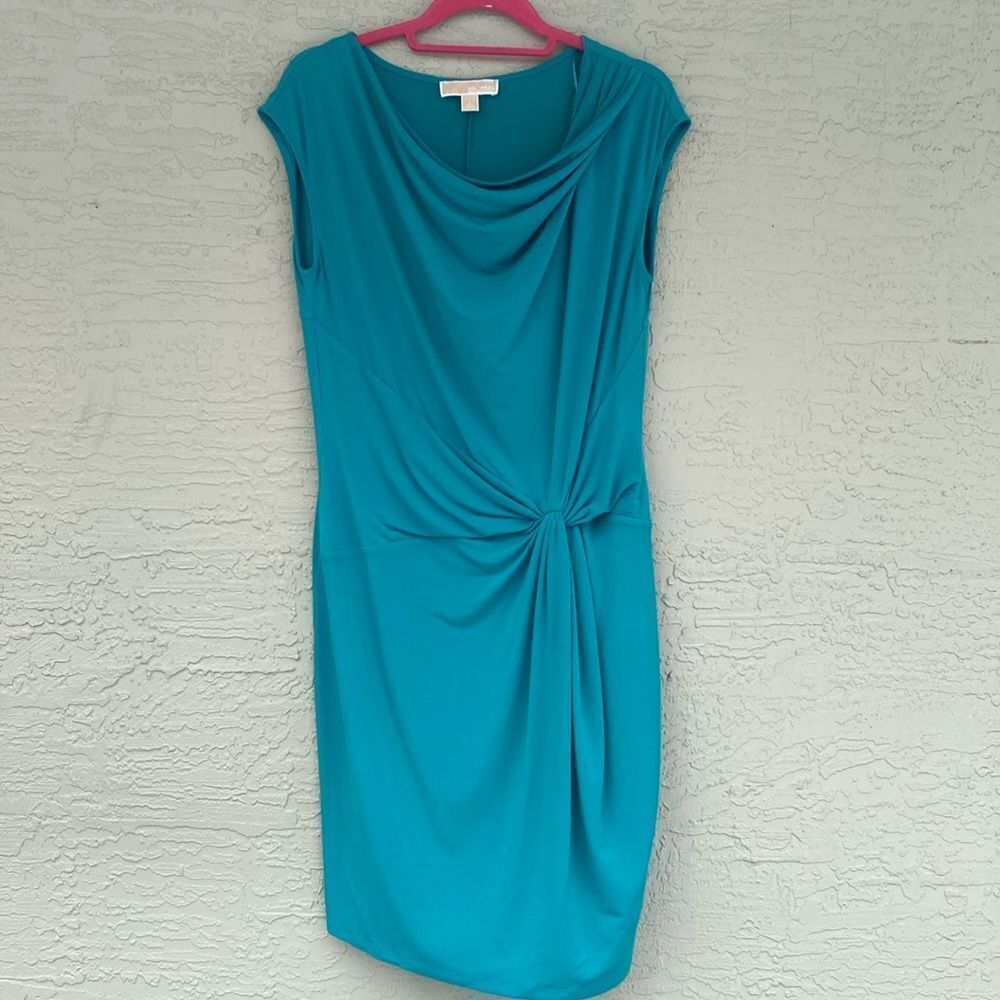 Michael Kors Women’s Sleeveless Teal Ruched Waist Dress Sz L